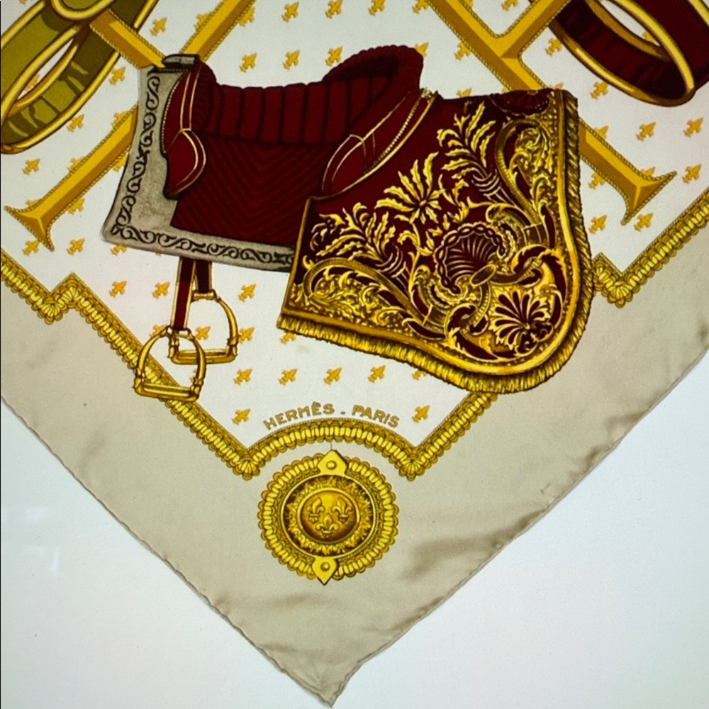 HERMES PARIS Selles A Housse Equestrian Silk Scarf Vintage - Picture 2 of 5